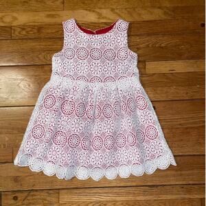 Genuine Kids by OshKosh Lace Eyelet Embroidered Christmas Holiday Dress - Sz 5T